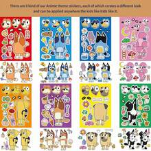 Bluey 1 bộ/8 miếng dán hình nhân vật hoạt hình Bruy của Úc năm 2026, bộ sticker tự làm dễ thương, ghép hình, cắt dán, thay đổi khuôn mặt sáng tạo, họa tiết dễ thương và sống động, tự làm thủ công vui nhộn, cũng có thể rèn luyện khả năng ghép hình khéo léo. - Nhiều màu - Xem 4