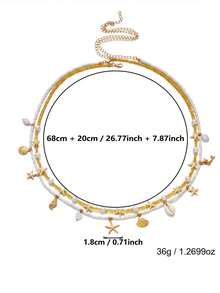 2pcs Bohemian Fashion Double-Layer Starfish & Faux Pearl Beach Waist Chain, Versatile Body Chain, Sexy Summer Beach Bikini Accessory - Multicolor - View 7