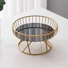 European Style Luxury Fruit Plate, Creative Living Room Fruit Basket, Afternoon Tea, Candy, Dessert Stand, Metal Tray - Multicolor - View 9