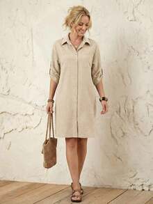 Women Midi Dresses - Khaki - View 3