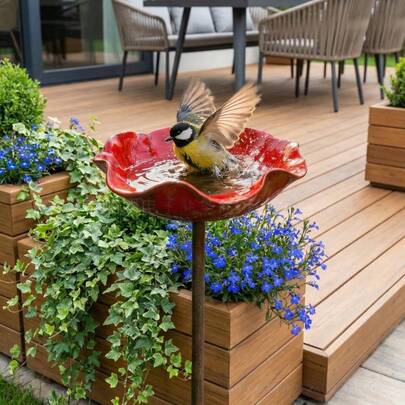 Colorful Floral Bird Feeder - Decorative And Functional! With Its Eye-Catching Floral Design, It Stands Out In Your Garden Or Lawn, Serving As Both A Decorative Piece And A Convenient Bird Feeder. Weatherproof And Durable, It Adds Liveliness To Your Garden, Attracting Lovely Birds And Creating A Outdoor Relaxation Area - A Must-Have For Gardening Enthusiasts.