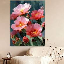 2D Plano, 2D Plano, 2D Plano 1 pieza de arte 2D con una impresión de óleo enmarcada de flores de cactus, que representa cactus en flor - Enmarcado - Ver 4