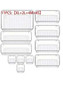 7/9/16/25pcs Transparent Plastic Drawer Storage Organizer Boxes Set, Suitable For Bathroom Cabinet, Kitchen, Office, Bedroom, School Supplies, Household Items, Multi-Purpose Storage Boxes For Cosmetics, Stationery, Miscellaneous - Clear - View 12