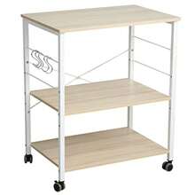 Somdot Baker's Rack de 23.6 pulgadas de ancho estante de almacenamiento de 3 niveles para horno panadero especias organizador del hogar estación de trabajo soporte de microondas natural - como en la foto - Ver 2