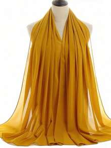 1pc Casual & Versatile Modest Hijab Lightweight Solid Color Chiffon Scarf, Spring/Summer - Watermelon Pink - View 13