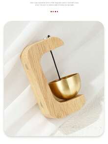 Bamboo Wind Chime, Magnetic Alloy Suction Door Bell, Beech Wood & Brass Material, Minimalist Gift Decor Metal Wind Chime - Multicolor - View 6