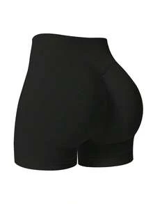 Pantalones cortos deportivos negros de verano con levantamiento y moldeado sin costuras para mujer - Morado - Ver 5