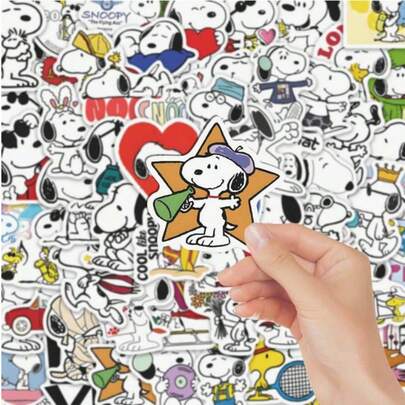 60 piezas de pegatinas decorativas impermeables con diseños de dibujos animados, monopatín, maleta, vaso de agua, coche, lindas