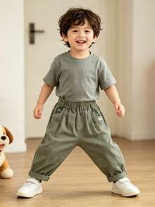 Boys' Lightweight Loose Fit Casual Pants, Suitable For Late Spring And Early Summer - Army Green - View 10