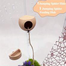 Esconderijo e comedouro para aranhas, caverna para esconderijo de insetos, acessórios para terrário de aranhas, acessórios para esconderijo de aranhas de estimação, adequado para aranhas saltadoras e parque de diversões para anfíbios, para escalar, descansar e explorar. - Ver 5