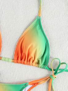 Bộ bikini hai mảnh cổ yếm phối màu ombre, kiểu dáng gợi cảm thời trang dành cho khu nghỉ dưỡng biển. - Nhiều màu - Xem 5