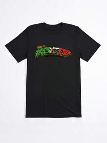 Camiseta Oversize Negra con Estampado Mexico Colorido para Verano - Negro - Ver 2