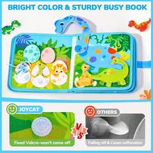 1 pieza Libro silencioso de fieltro, libro de actividades de dinosaurios, animales de granja y educación temprana para niños, libro cognitivo de aprendizaje para niños - Multicolor - Ver 10