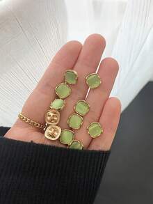 8 chiếc khuy vuông đính đá mắt mèo, khuy kim loại cho cổ áo sơ mi, váy, áo len, khuy ngọc trai vàng. - Kiểu mắt mèo - Xem 11