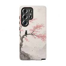 [Envio em 24h a partir de DE/FR/ES] Capa de telemóvel Apple 17 16 15 Promax 23 24 25 26 Ultra Galaxy Flor de Cerejeira Gato Sakura Pintura em Aguarela Japonesa para iPhone 17 16 15 14 13 12 Pro Max Plus Mini Air Galaxy S25 S24 S23 S22 - Branco - Ver 4