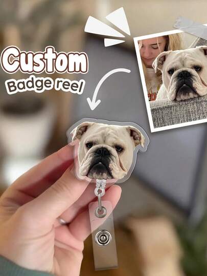 1/3/5pcs Pet ID Badge Reel, Customizable Pet Portrait Photo Badge Reel, Dog/Cat Face, Nurse Badge Reel, Retractable ID/NP Badge, Pet Cat/Dog Photo, Retractable Badge Clip, ID Badge Clip, Doctor, Fashion Accessories, Stylish Autumn, Boyfriend, Girlfriend, Mom, Dad, Family, Friends, Office Supplies, Easy Identification, Back To School, Mother's Day Gift, Father's Day Gift