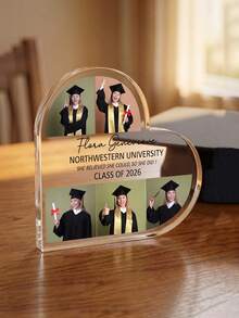 1 st anpassad examensplakett i akryl med hjärtmönster, anpassat foto och text, personligt fotokollage med examensmotiv, anpassad examenspresent 2026, examensminnesplakett, present till klass 2026 - Multifärgad - Visa 4
