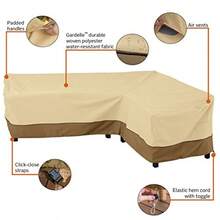 Classic Accessories Veranda - Juego de salón seccional Resistente al Agua de 104 Pulgadas Cubierta para Muebles de Patio - Guijarro/Corteza/Tierra - Ver 6