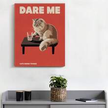 Funny Cat Wall Art Decor Pickle Cat Canvas Print Poster Painting For Home Kitchen Living Room Decor, Pet Pickle Lover Gifts,Frameless - 111 - View 2