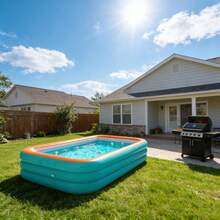 Large Capacity! Practical And Foldable Blue PVC Inflatable Pool, Suitable For Indoor And Outdoor Use. - Piscina de 2,6 m e 3 camas - Ver 5