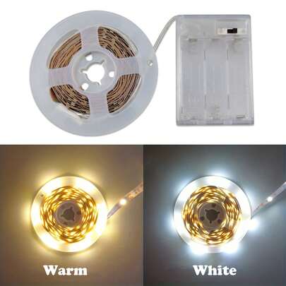 1 Cuộn đèn LED dây kèm hộp pin di động, đèn LED ánh sáng ấm/trắng. Thích hợp chiếu sáng gầm giường, gầm tủ, nhà bếp, phòng ngủ, hành lang, trang trí Giáng sinh, tiệc tùng và các không gian khác (Không bao gồm pin AA)