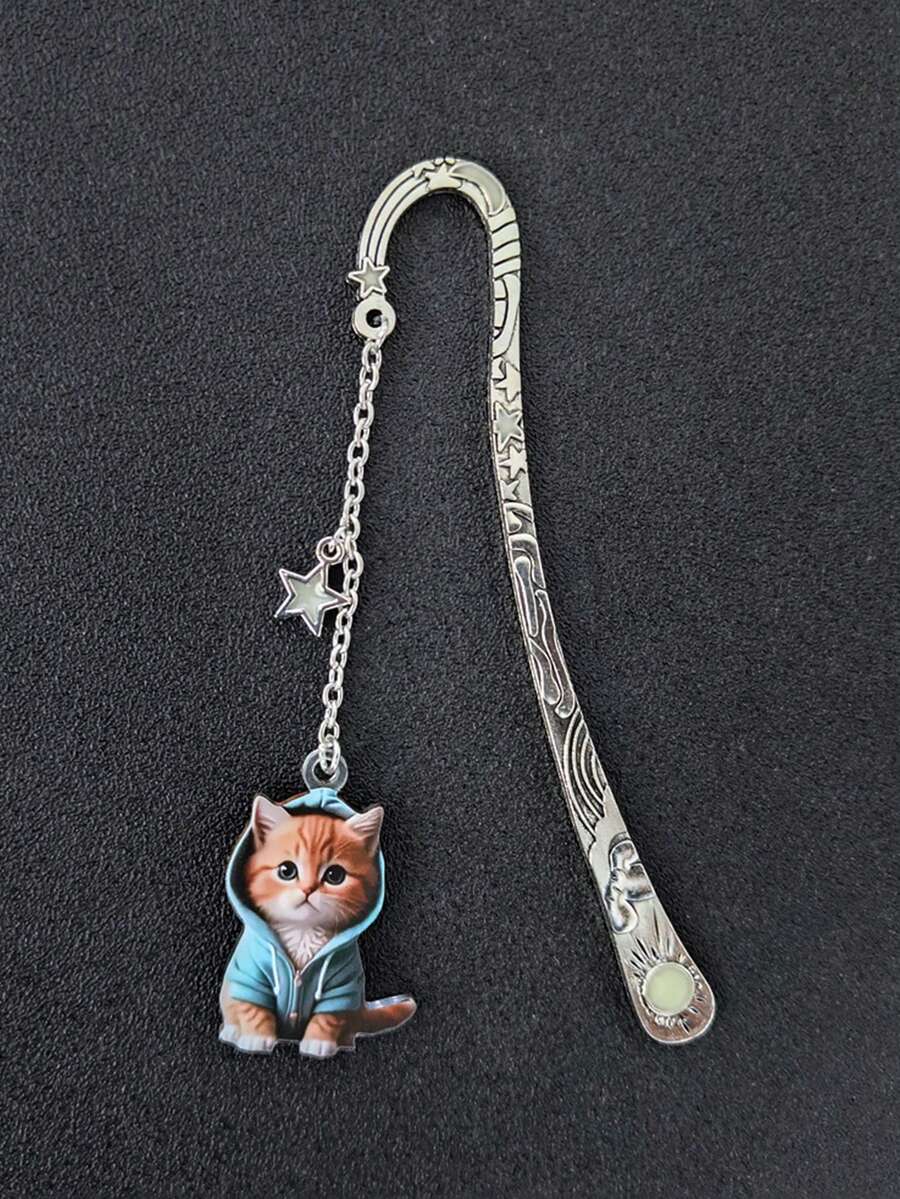 Glow-In-The-Dark Metal Bookmarks, Creative Cat & Dog Pendant, Student Reading Luminous Bookmarks, Acrylic Stationery Gift - Multicolor - View 1