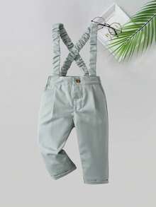 BOARNSEORL 两件套男婴绅士套装，长袖衬衫配领结和背带裤，时尚有型，适合婚礼、派对、生日、洗礼、一周岁生日等场合。 - 綠色 - 查看 7