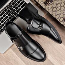 Men's Formal Business Buckle Dress Loafers - Slip-On Soft Sole, Versatile Dress Shoes - Black - View 4