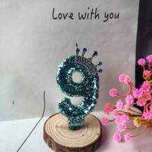 20 chiếc/1 bộ nến điện tử số 0-9 màu xanh dương nguyên chất hình vương miện, thích hợp cho sinh nhật, kỷ niệm, đám cưới. - Xem 12
