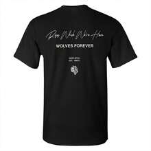 DARCSPORT Unisex 180g Wolves Print Crew Neck T-Shirt,Classic Vintage Style Men/Women Cotton Hip Hop Short Sleeve Tee - ĐEN-D - Xem 3