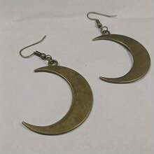 1 Pair Unique Retro-Inspired Crescent Moon Dangle Earrings - Embracing Gothic Punk Fashion With Dramatic Flair - Perfect Holiday Party Gift Or Accessory For Alternative Style Enthusiasts - Mặt trăng - Xem 2