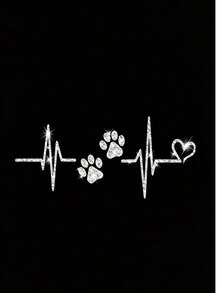 1 pieza Pegatinas de perro ECG brillante, adecuadas para portátiles, ventanas de automóviles, carrocería, parachoques, motocicletas, refrigeradores, maletas - Perro con electrocardiograma brillante - Ver 4