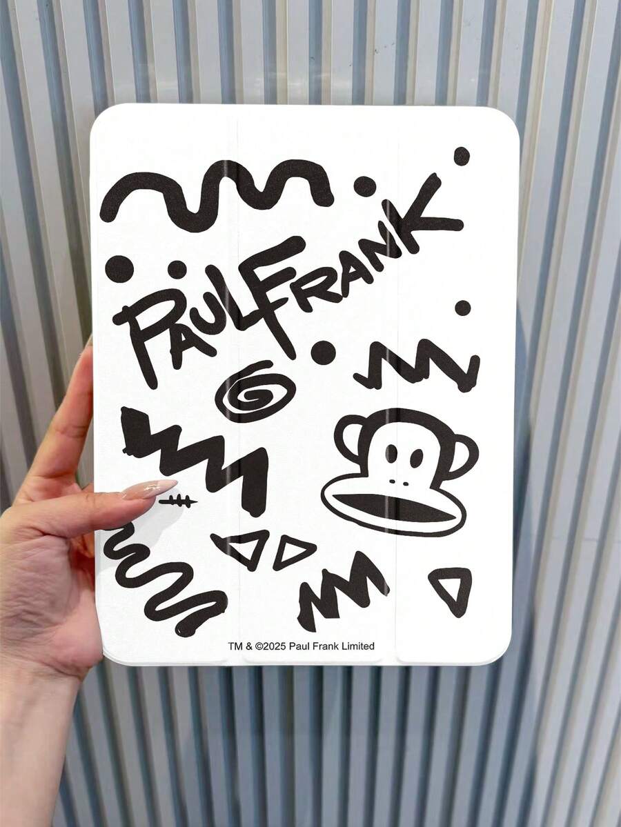 Paul Frank涂鸦素描元素平板电脑保护套，黑白抽象几何防震翻盖，兼容iPad 10.2英寸、iPad Pro 11英寸（2021/2020/2022）、iPad Air，带支架，柔软边缘保护，防摔防刮，不含触控笔，新年、圣诞节、生日、春季派对的理想礼物 - 彩色 - 查看 1