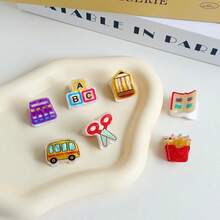 7pcs/Set Creative Cartoon Car Pencils, Pencil Cases, Computers, Books, And Scissors Hair Clips For Back-To-School Season. Cute And Fun Design, Suitable For Women's Casual And Versatile Half-Up Hairstyles, Hair Claw, And Other Hair Accessories. Perfect For Everyday Wear, Back-To-School Season, And As A Gift. Ideal For Everyday Outfits, Hairstyles, And Accessories. Women's Hair Accessories. - Multicolor - View 9