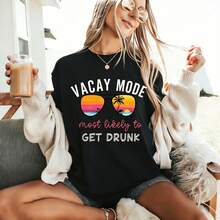 Camisetas a juego para vacaciones con amigas, camisetas Vacay Mode para viajes de chicas, camisetas de vacaciones de verano, camisetas de viaje divertidas personalizadas a juego, fútbol de la Copa Mundial, camisetas de tallas grandes, tops de tallas grandes con curvas, camisetas gráficas de tallas grandes para mujer, conjuntos de vacaciones para mujer, conjuntos de verano para mujer, conjunto para el Día de la Madre, conjuntos de verano, perfectos para fiestas, ropa de vacaciones para mujer, ropa de verano para mujer, ropa de primavera para mujer, tops de verano, conjuntos para el Día de San Patricio, ropa de verano, ropa de Pascua para mujer. - Negro - Ver 2