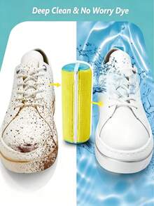 1pc Universal Large Capacity Anti-Deformation Protective EVA Padded Mesh Shoe Washing Bag, Aesthetic Minimalist Yellow Cylindrical Hidden Zipper Machine Washable Sneaker Laundry Protector Net For Spring Cleaning Back To School Renter Friendly - View 2