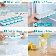NFK - Ice - Block - Storage Box And Container Set - 4 Packs Of 56 Stackable Silicone - Ice - Block - Trays, Suitable For Refrigerators, Equipped With Storage Containers, Leak-Proof Lids, And Made Of Material, Convenient For Use In Kitchens, Campers, Parties, Cocktails And Coffee. - Multicolor - View 10