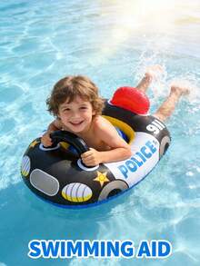 儿童游泳池充气漂浮座椅，可爱充气游泳圈，儿童学习游泳池浴缸充气汽车/船形游泳圈，儿童腋下漂浮圈，夏季游泳巡逻车造型 - 彩色 - 查看 10