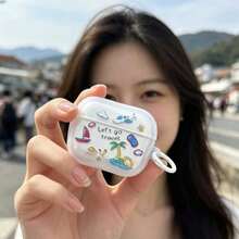 1pc Cute Summer Travel T-Shirt Design Transparent Frosted Protective Case With Anti-Lost Buckle, Compatible With Apple 1/2/3/4/Pro/Pro 2/Pro 3 - Multicolor - View 3