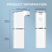 1200mAh自动非接触式洗手液分配器,壁挂式设计,带可充电电池和USB接口,卫生感应激活,可调节设置,适用于浴室/厨房 - 彩色 - 查看 6