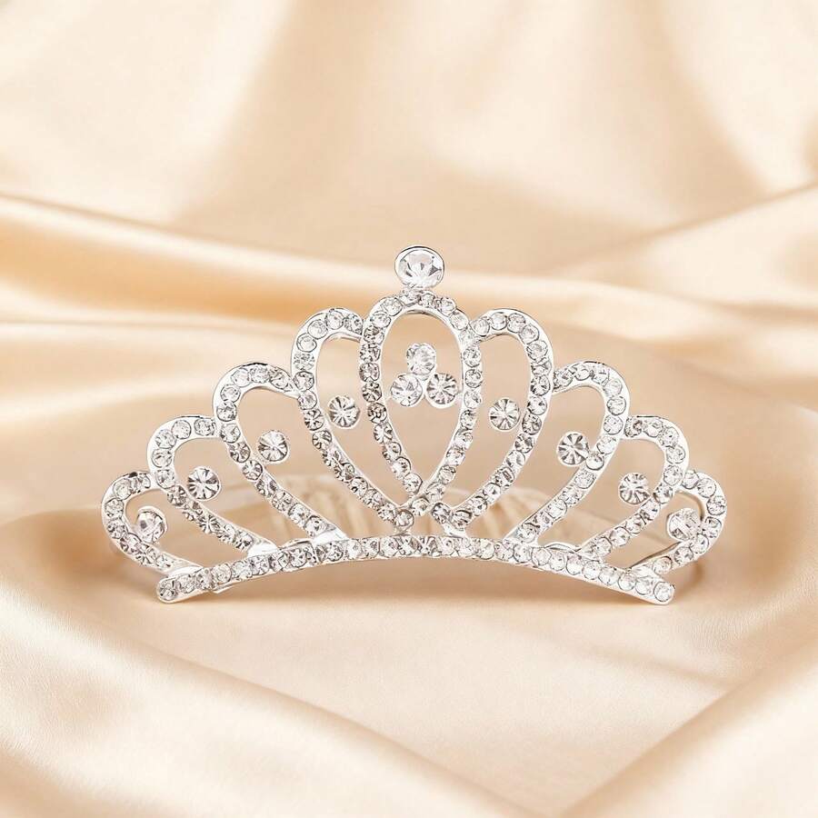 1pc Fashionable Modern Sparkling Elegant Crown Decor Hair Clip, Suitable For Party, Holiday, Gift To Friends And Family, Daily Wear - Silver - View 1