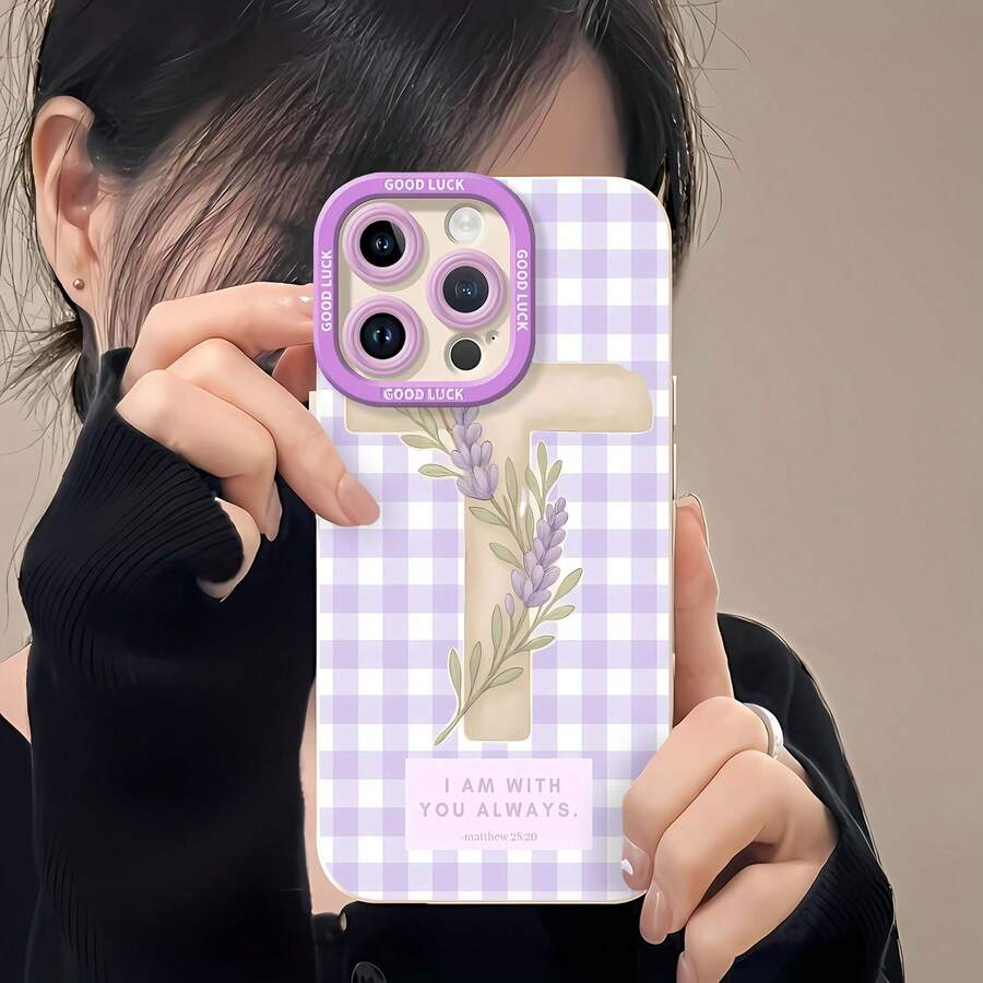 Funda para teléfono con estampado de cruz lavanda, compatible con Samsung, Apple, VIVO, OPPO, y Honor. Fabricada en TPU, ofrece protección contra golpes y caídas. Un regalo ideal para amigos y familiares. - Blanco antiguo - Ver 1