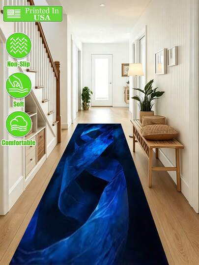 Modern Blue Abstract Runner Rugs, Fluid Art Design Aisle Runners For Hallways
, Long Hallway Carpet, 2D Flat Kitchen Floor Mat Local Printed Entrance Door Mat Bathroom Mat, Bath Mats Passage Floor Mat Kitchen Carpets, Laundry Room Decorations, Balcony Carpets, Comfortable Standing Mat Home Decorations Gift Non-Slip Polyester Doormats,Party Daily Door Mats Anniversary Party Holiday Valentine's Day Wedding Anniversary Easter Mother's Day Graduation Father's Day Birthdays Anniversaries Thanksgiving, Christmas, Halloween, New Year's Mat Indoor/Outdoor Use, Festive Home Accent, Bathroom Entrance Mat ,Decorative Gift,Suitable For Coffee Machine,Coffee Pot,Faucet Splash Guard And Drain Mat,Counter Tableware Drying Pad,Washable Floor Kitchen,Bathroom,Hides Stains,Super Absorbent,Kitchen Drying Mat,Suitable For Dining Table,Coffee Bar Outdoor Door Mats,Absorbent Mats,Easy Clean Mats,Dish Drying Mat,Countertop,Protector,Rugs For Living Room