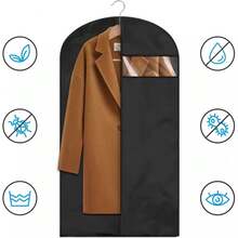 1pc/5pcs Black Transparent 3D Frosted Dust Cover, Suitable For Wardrobe, Protects Coats, Dresses, Suits, Jackets, Maintains Privacy, Dust-Proof Storage - Black - View 7