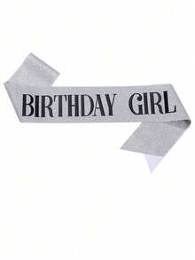 1pc Silver Birthday Party Sash, Birthday Ceremony Decoration - Bright Silver - View 9