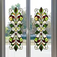 1pc Vintage Colorful Glass Pattern Door Sticker, Imitation Church Glass Foyer Glass Decal, Self-Adhesive Translucent Removable - Multicolor - View 4
