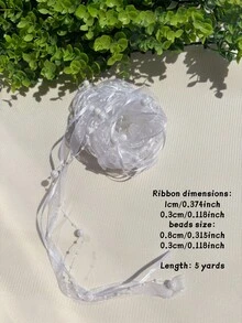 5 Yards/Pack Round Ribbon Pearl Chain Wreath, Suitable For Wedding Decoration, DIY Jewelry Accessories, Curtain Making, Home Crafts Vase Room Decor, Multiple Colors Available, Easy To Match - Ribbon Beaded Necklace - View 12
