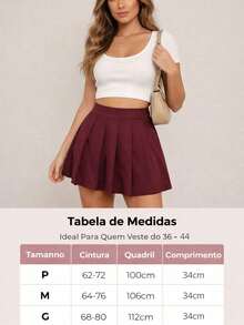 Korean-Style Flared Shorts/Skirt, High-Waisted, With Shorts Underneath, K-Drama Fashion. - 鏽棕色 - 查看 4