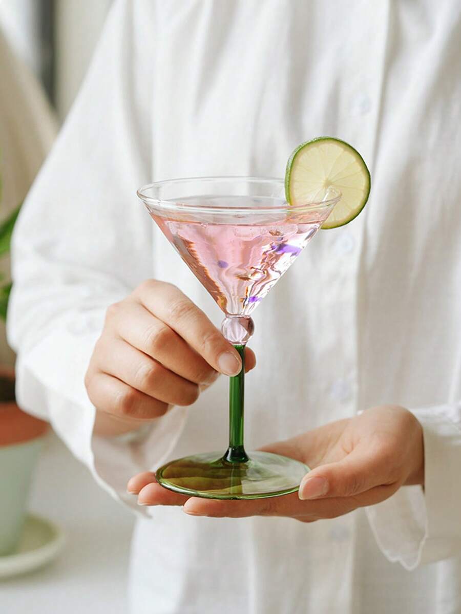 创意果汁鸡尾酒杯、高品质酒吧用具、马提尼杯、三角甜点杯、波点马提尼杯、鸡尾酒杯、创意高脚杯、调酒师玻璃器皿 - 彩色 - 查看 1