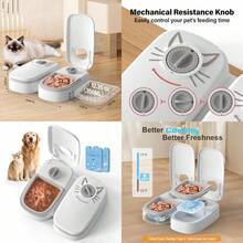 Comedero automático para gatos de 2 comidas dispensador refrigerado de comida húmeda para gatos de 48 horas con 2 paquetes de hielo para cachorros y gatitos en yogur y enlatados - Extra grande - Ver 1